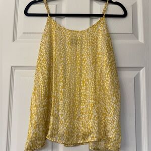 VICI tank top, yellow and white with thin gold stripes, size small